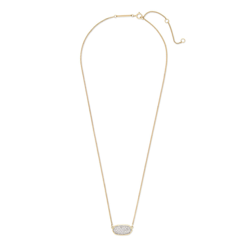 Kendra Scott Elisa 14k Gold Pendant Necklace in Pave White Diamond