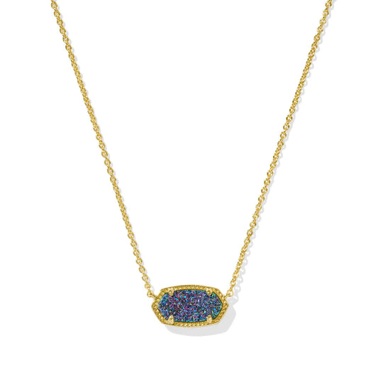 Kendra Scott Elisa Gold Short Pendant Necklace in Drusy - Multi Drusy