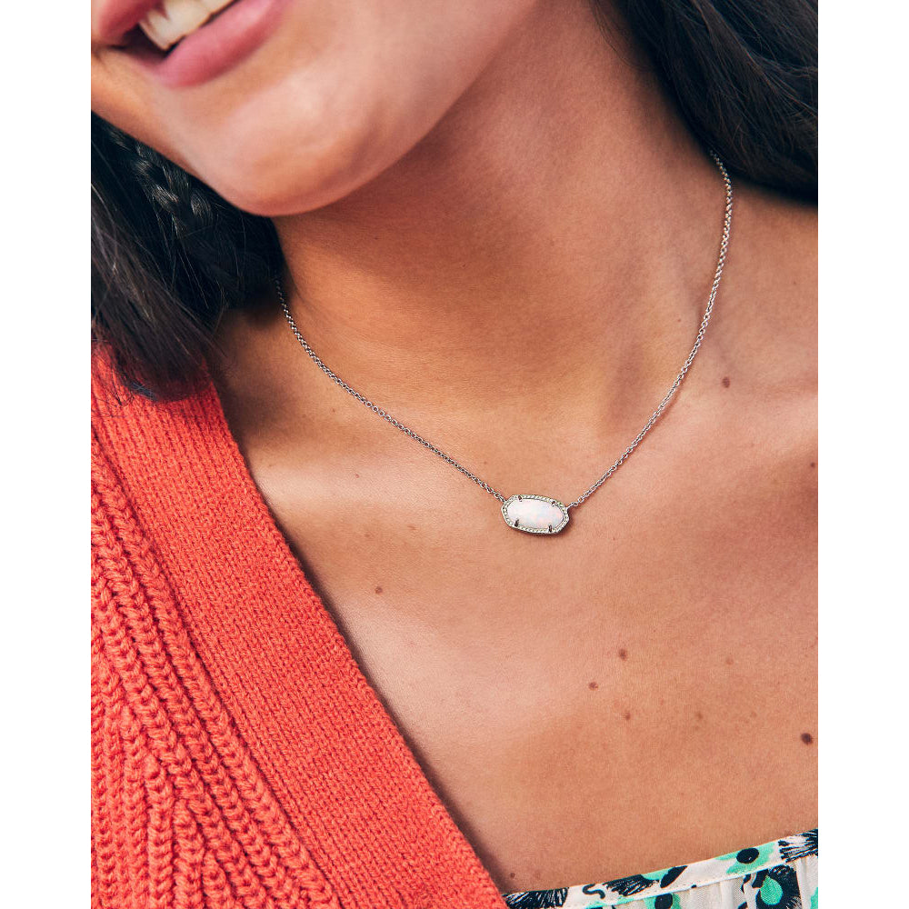 Kendra Scott Elisa Pendant Necklace in White Kyocera Opal – Smyth