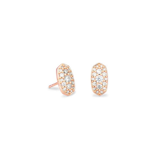 Kendra Scott Grayson Stud Earrings in White Crystal - Rose Gold