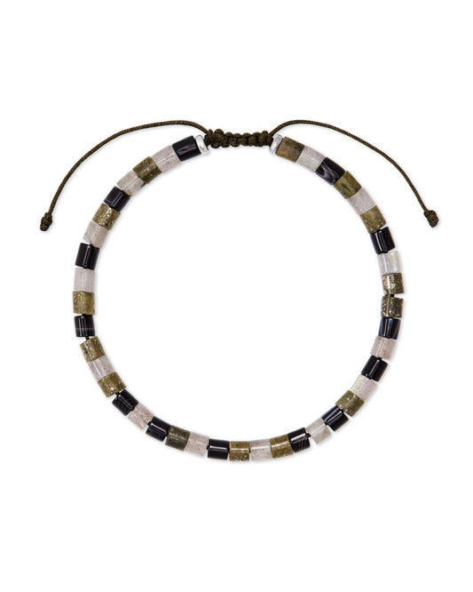 Scott Bros. Grey Oxidized Sterling Silver Corded Bracelet In Olive Mix