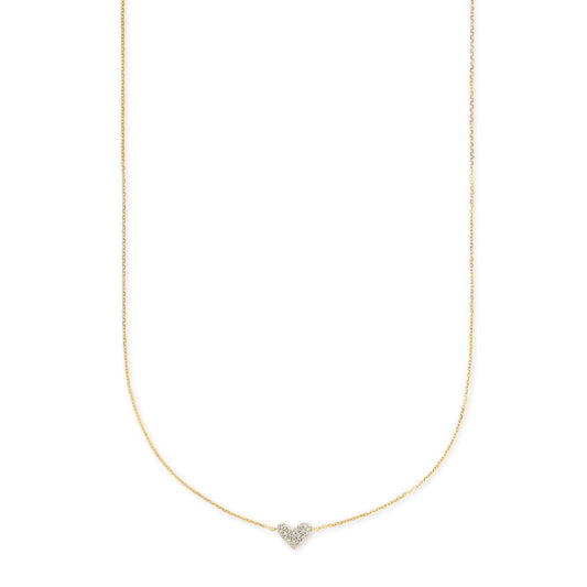 Kendra Scott Heart 14k Gold Pendant Necklace in White Diamond