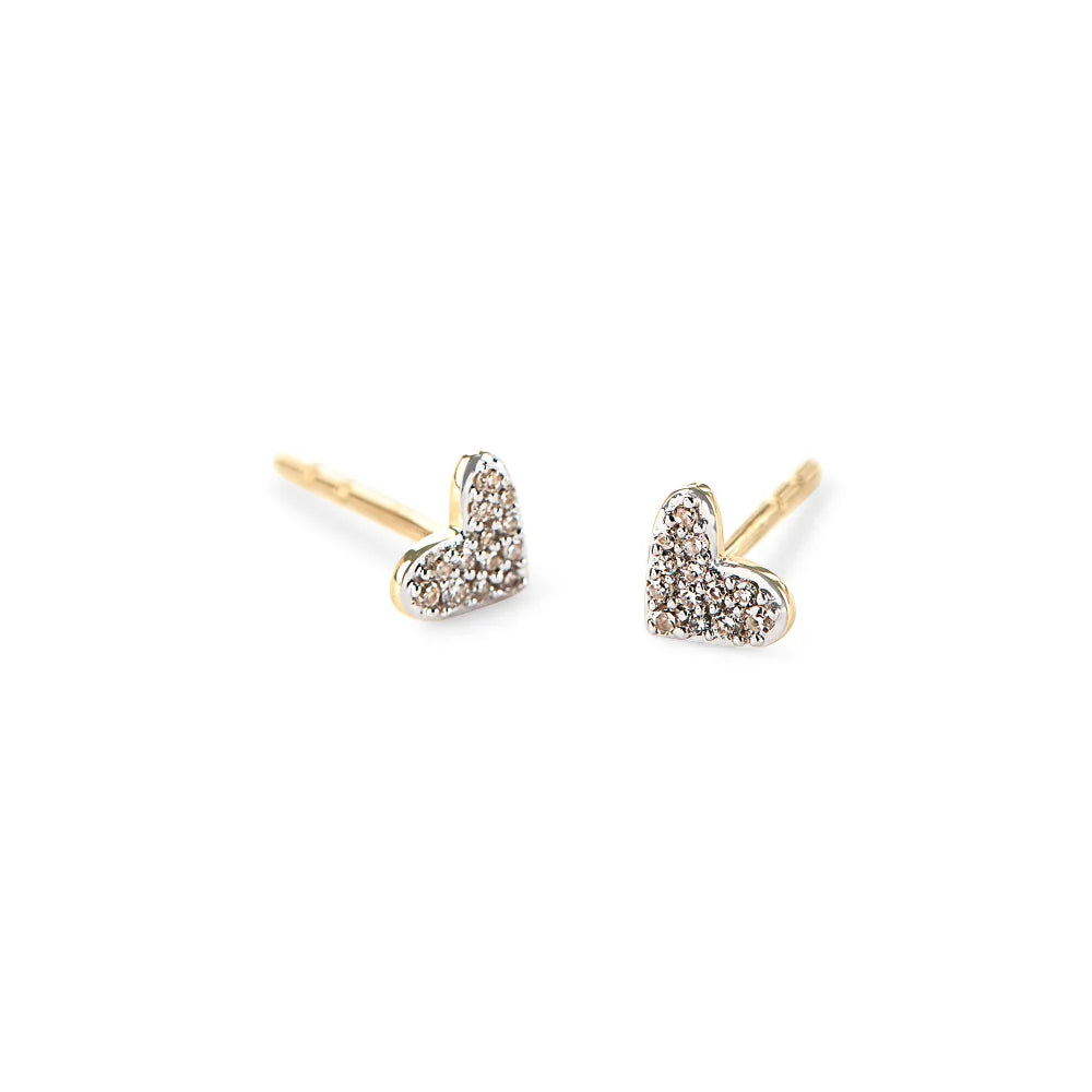 Kendra Scott Heart 14k Yellow Gold Stud Earrings in White Diamond