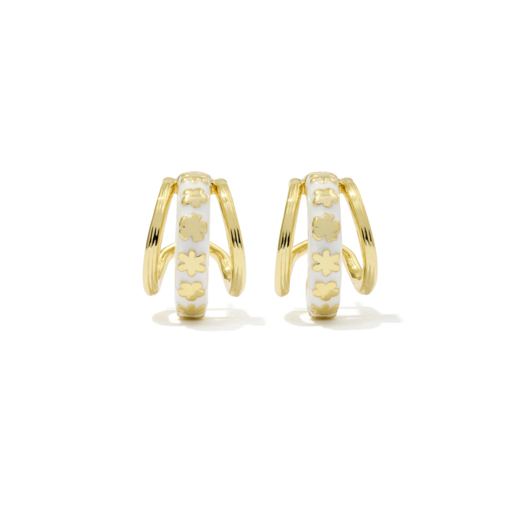 Kendra Scott Gold Jane Huggie Earrings in White Enamel