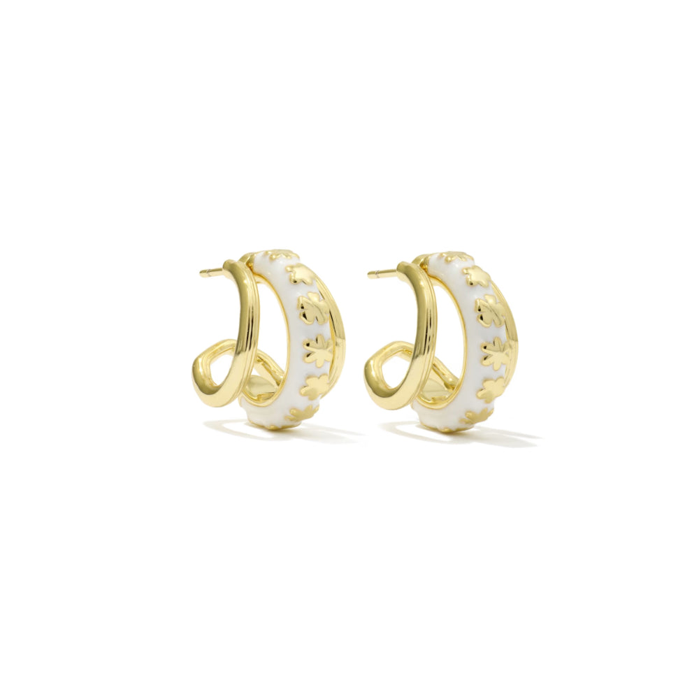 Kendra Scott Gold Jane Huggie Earrings in White Enamel