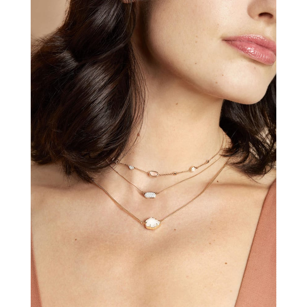 Kendra Scott Lisa 14k Gold Pendant Necklace in Pave White Diamond