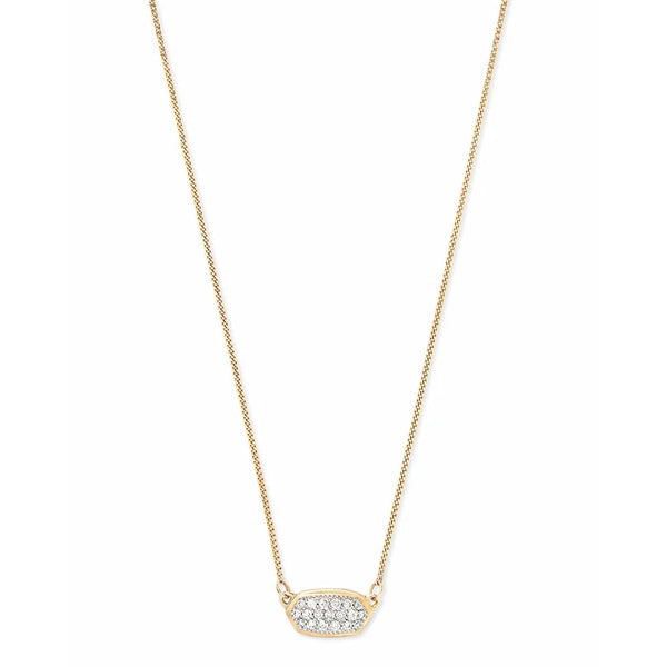 Kendra Scott Lisa 14k Gold Pendant Necklace in Pave White Diamond
