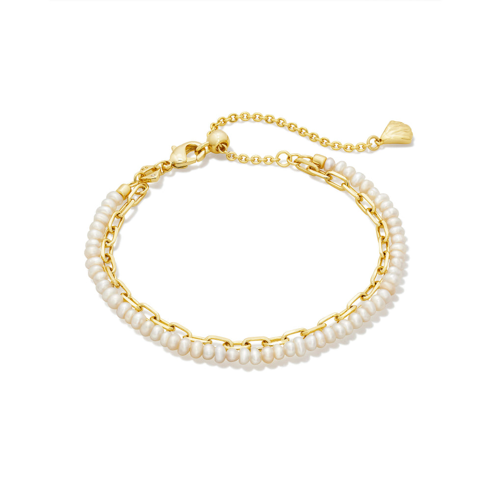 Kendra Scott Lolo Multi Strand Bracelet - Gold/White Pearl