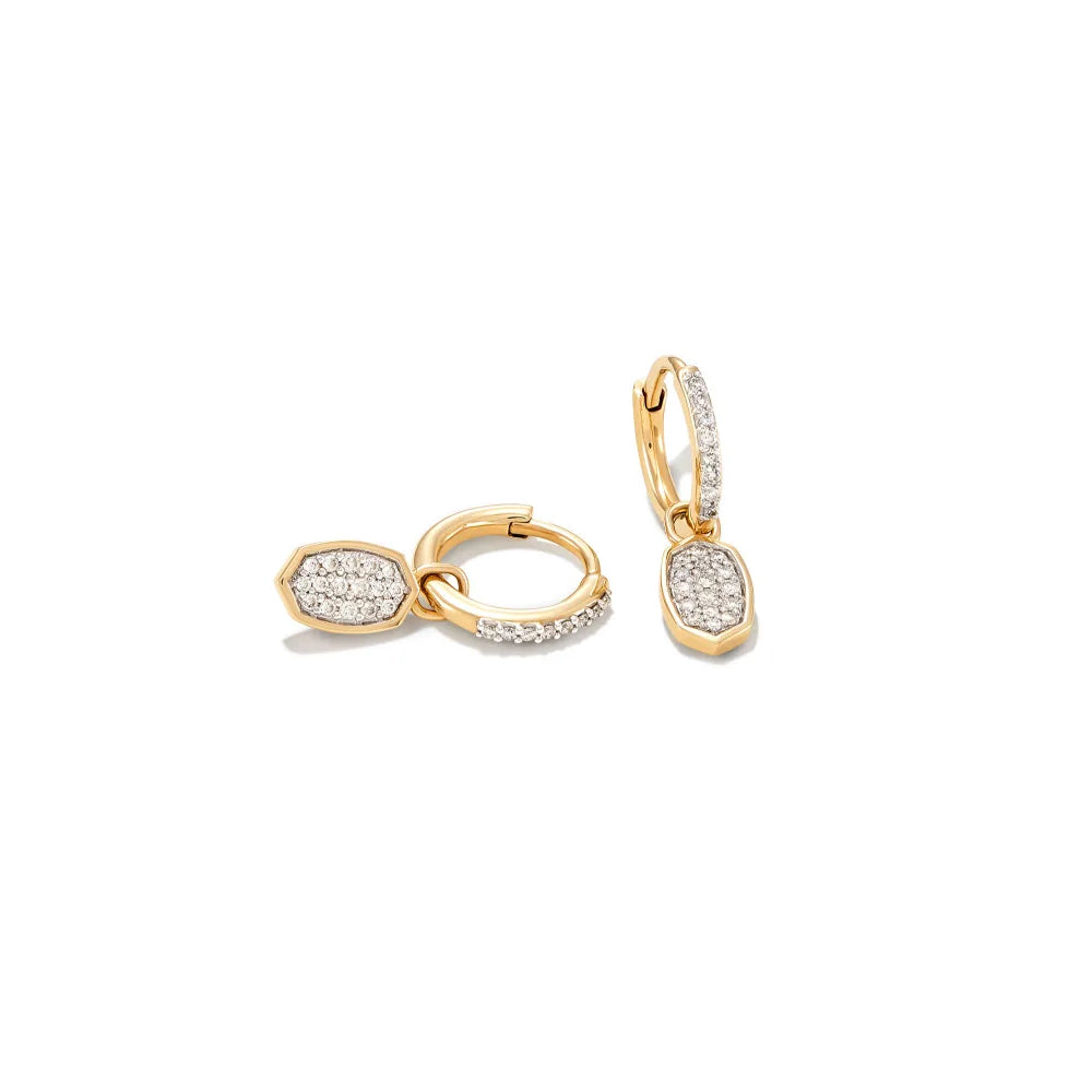 Kendra Scott Marisa 14k Gold Huggie Earrings in White Diamond