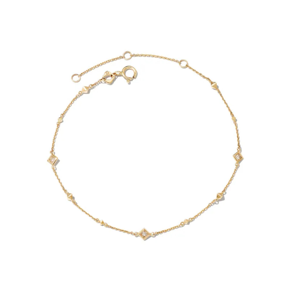 Kendra Scott Michelle 14k Yellow Gold Delicate Bracelet in White Diamond