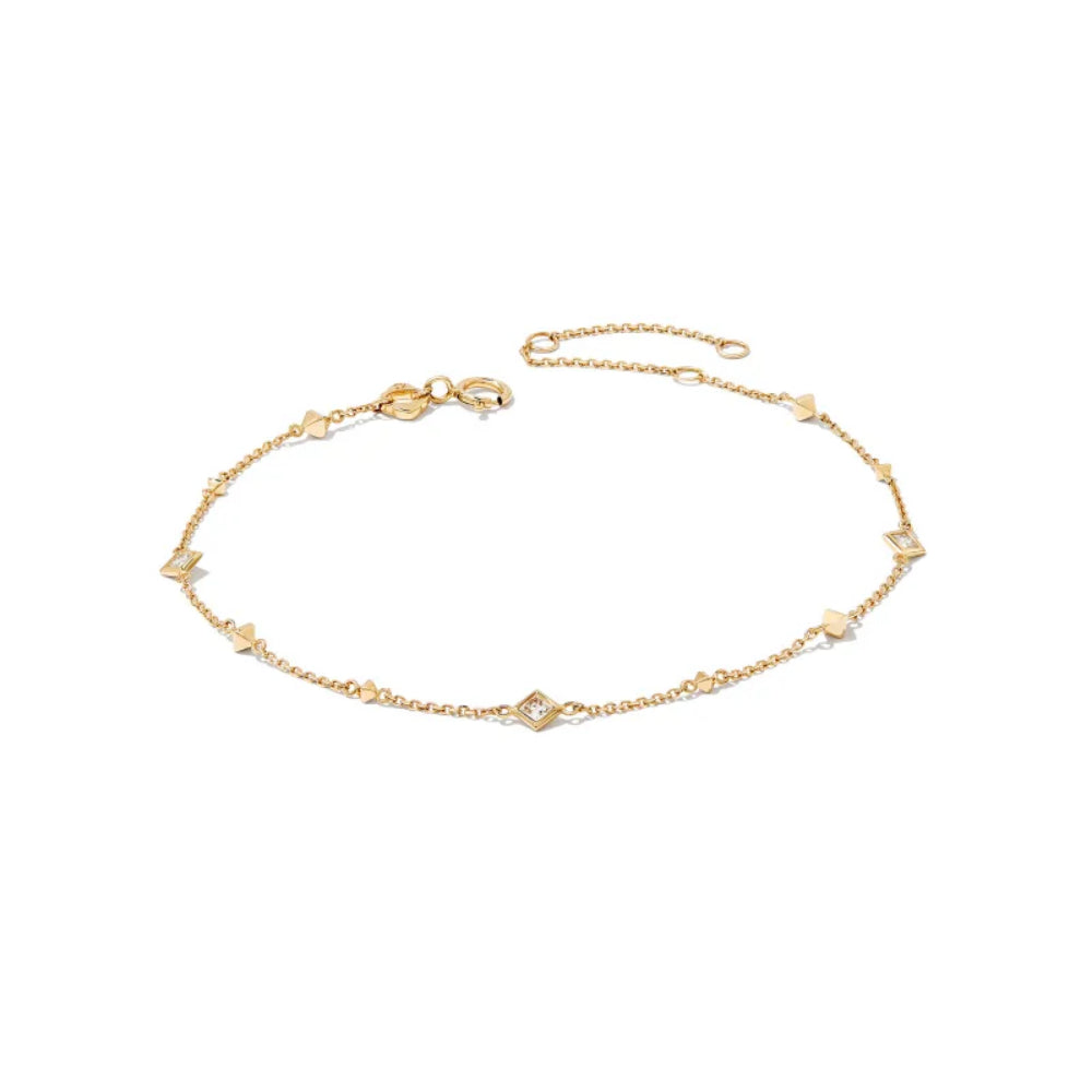 Kendra Scott Michelle 14k Yellow Gold Delicate Bracelet in White Diamond