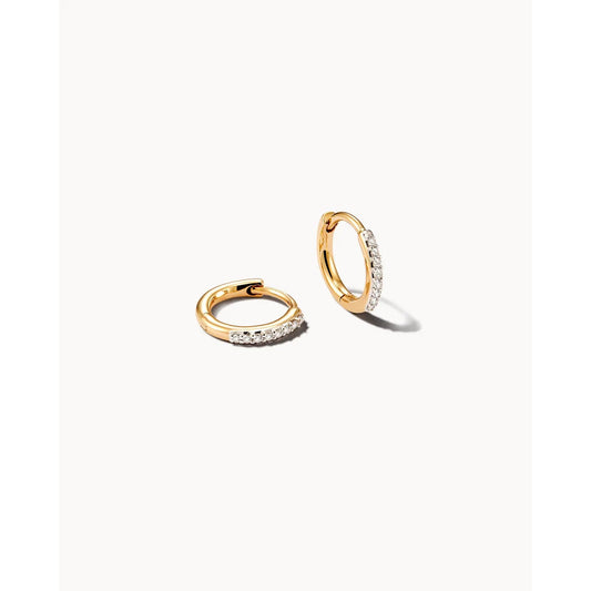 Kendra Scott Mila 14k Yellow Gold Huggie Earrings in White Diamond