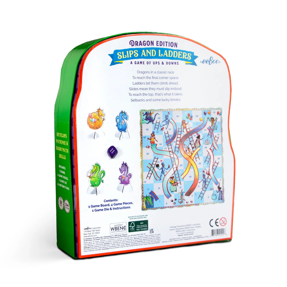 Eeboo Slips & Ladders Dragon Shaped Game