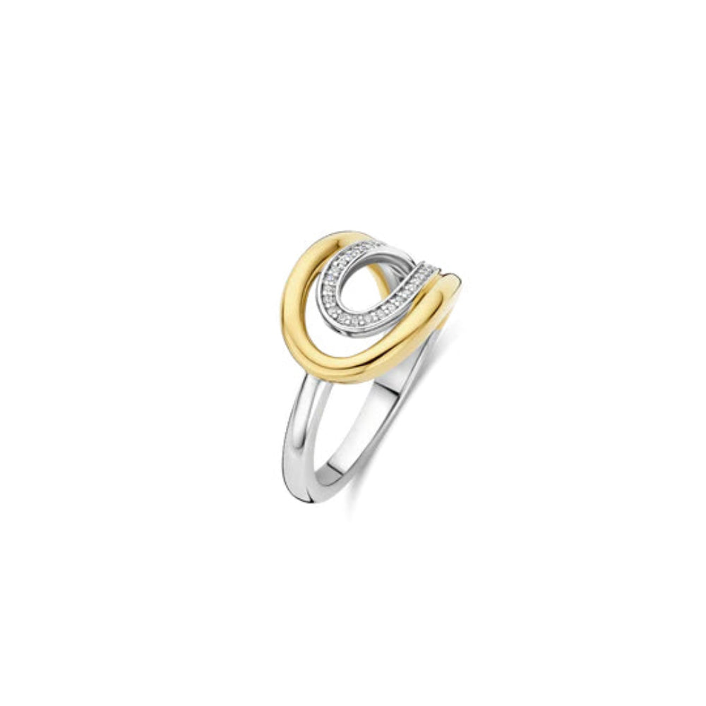 Ti Sento 18k Gold Plated Loop Ring with Zirconia