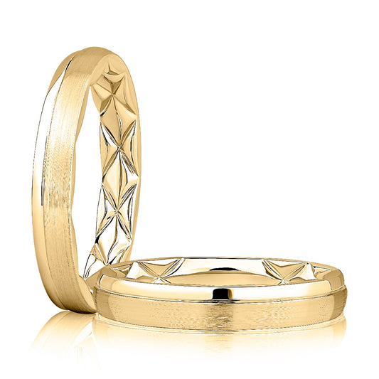 A Jaffe 14k Gold 3mm Quilted Satin Finish Band