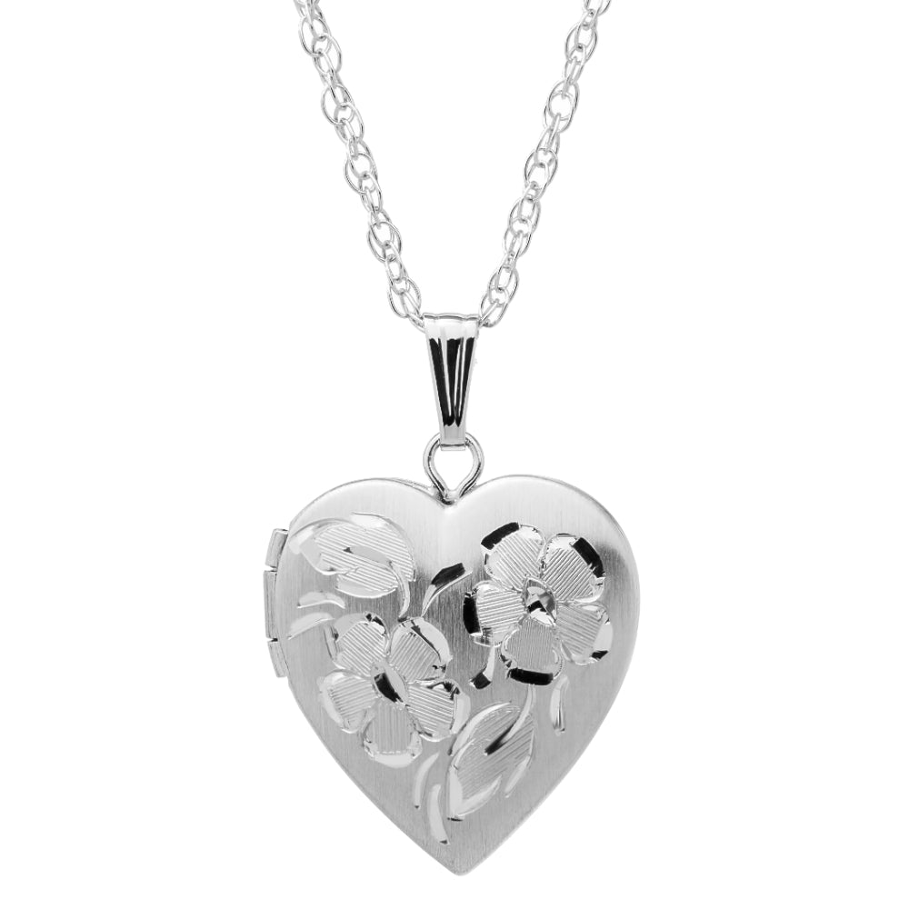 14k Gold Engraved Heart Locket Necklace