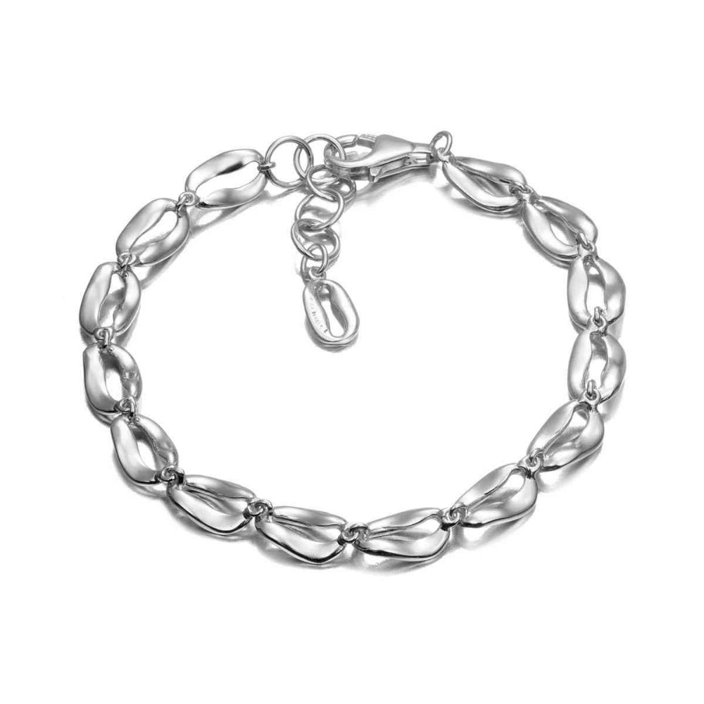 silver link bracelet on white background