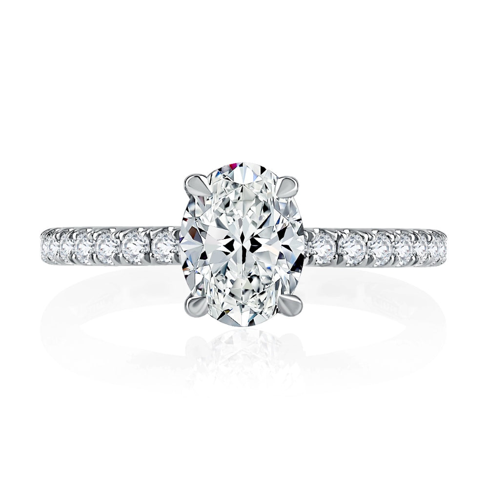 A. JAFFE Diamond Pave Engagement Ring with Quilted Interior