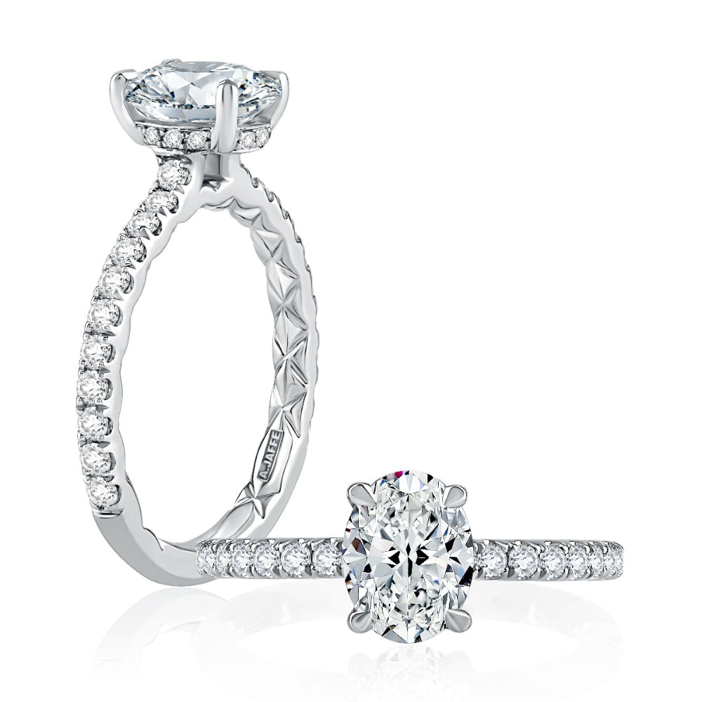 A. JAFFE Diamond Pave Engagement Ring with Quilted Interior