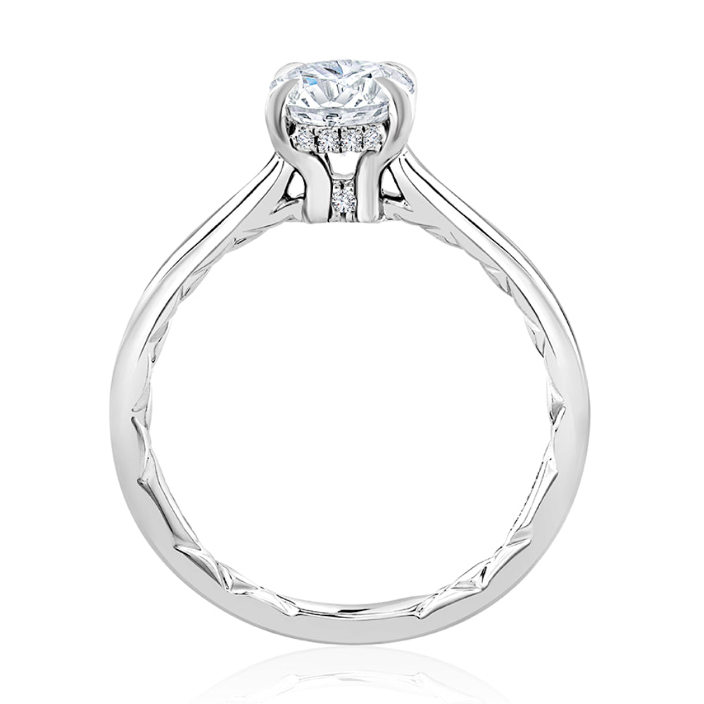A. Jaffe Hidden Halo Cut Diamond Solitaire Engagement Ring with Quilted Interior