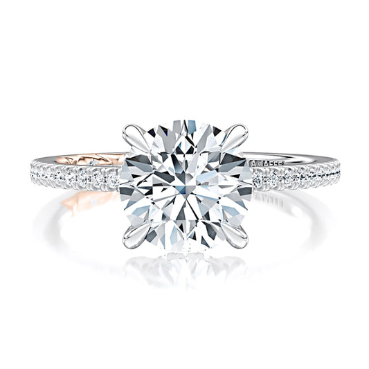 A. Jaffe Hidden Halo Round Engagement Ring with Pave Band