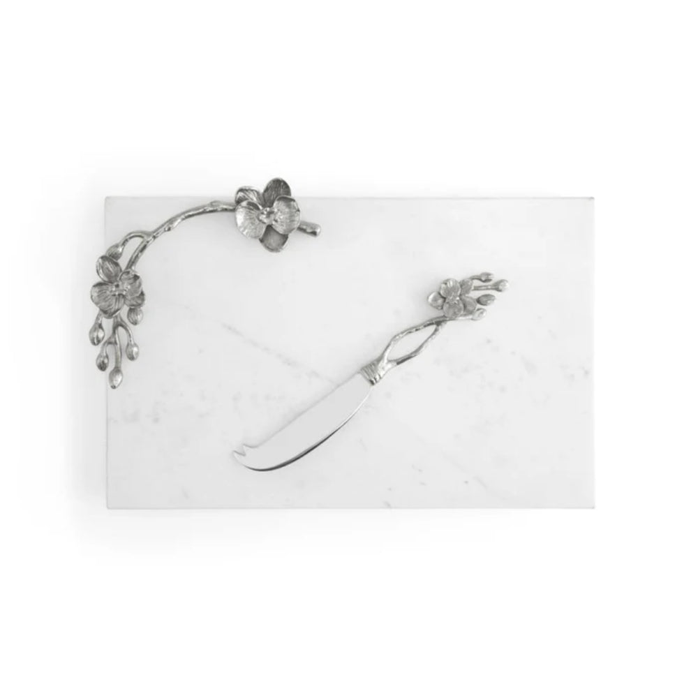Michael Aram Small White Orchid Cheese Board with Knife
