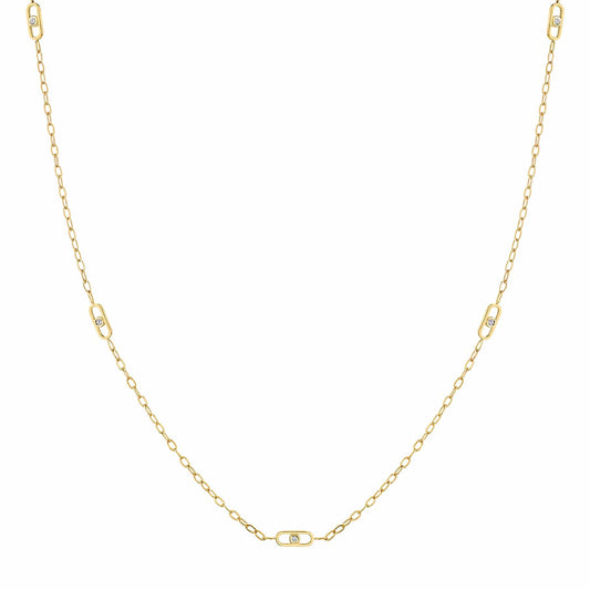 Michael M 14k Yellow Gold Link Stations 24" Diamond Necklace
