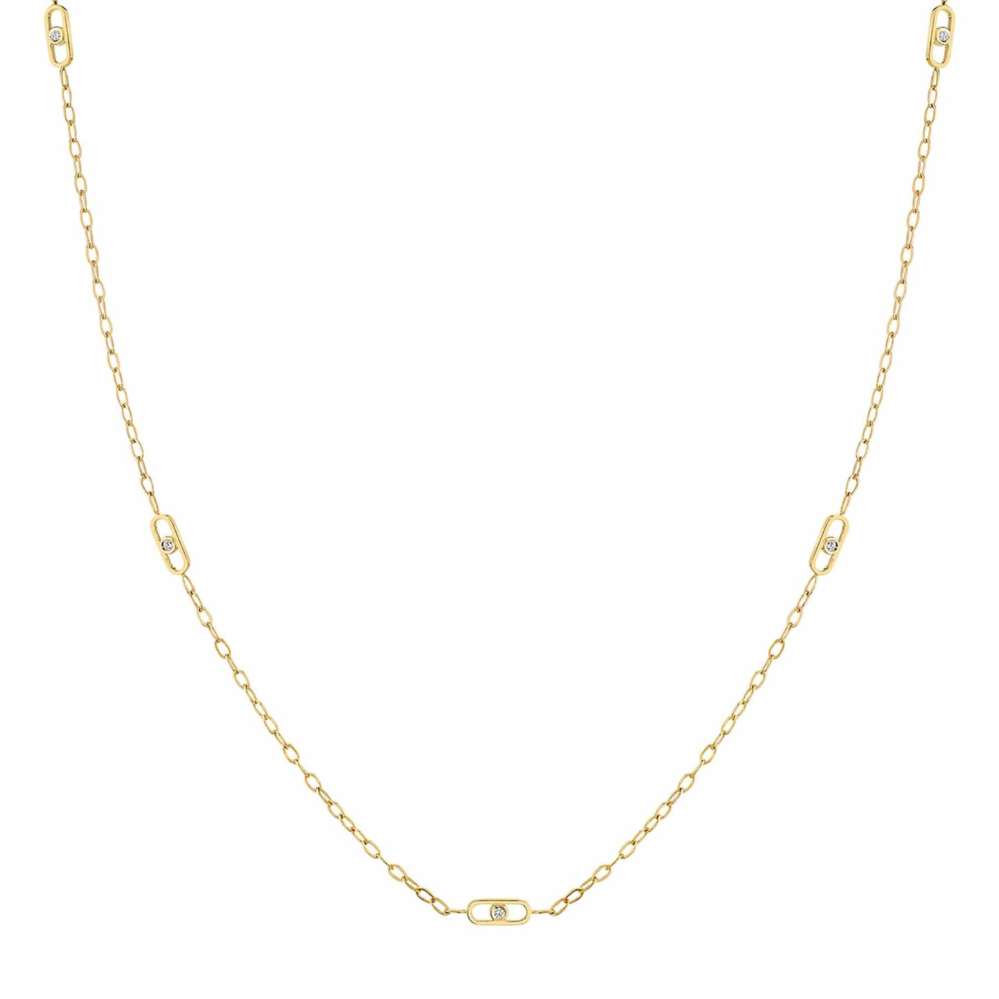 Michael M 14k Yellow Gold Link Stations 24" Diamond Necklace