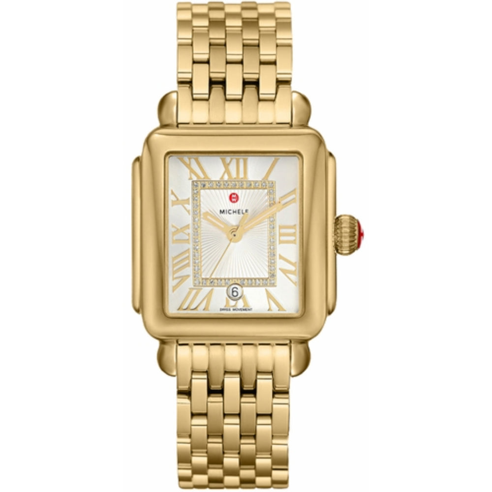 Michele Deco Madison Gold Diamond Dial Watch