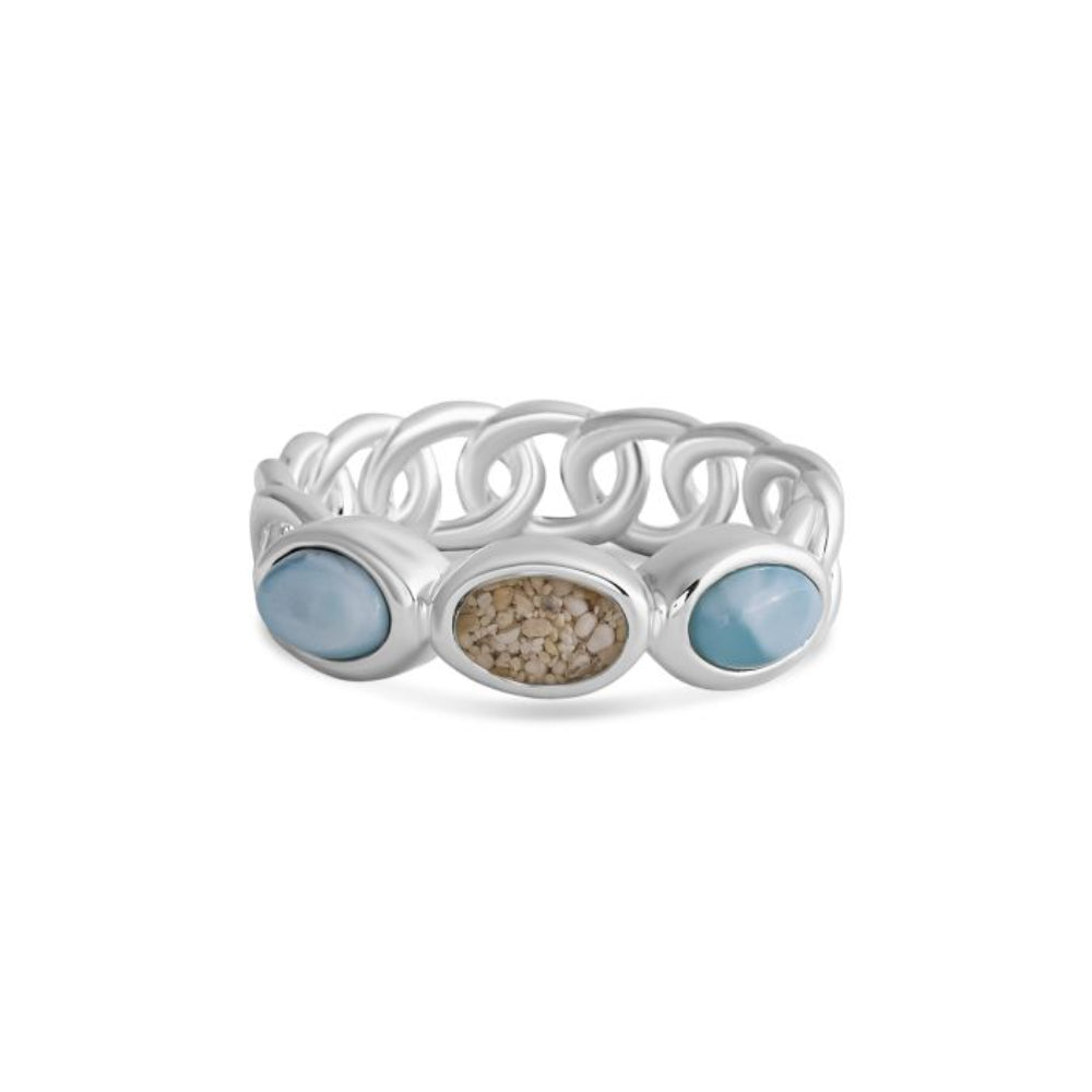 Dune Jewelry Milan Ring - Larimar & Sand