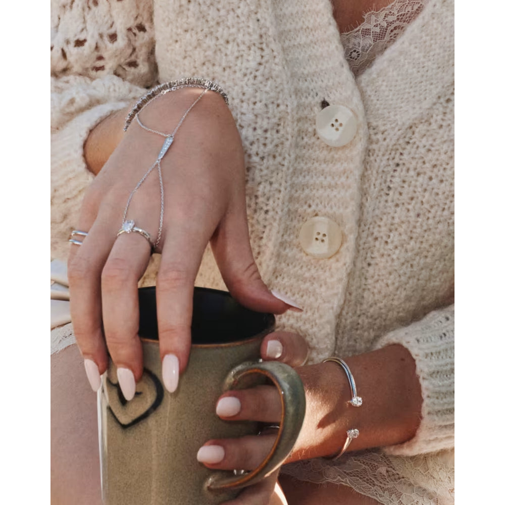 Kendra Scott Mini Elyse Luxe Band Silver Ring - White Cubic Zirconia