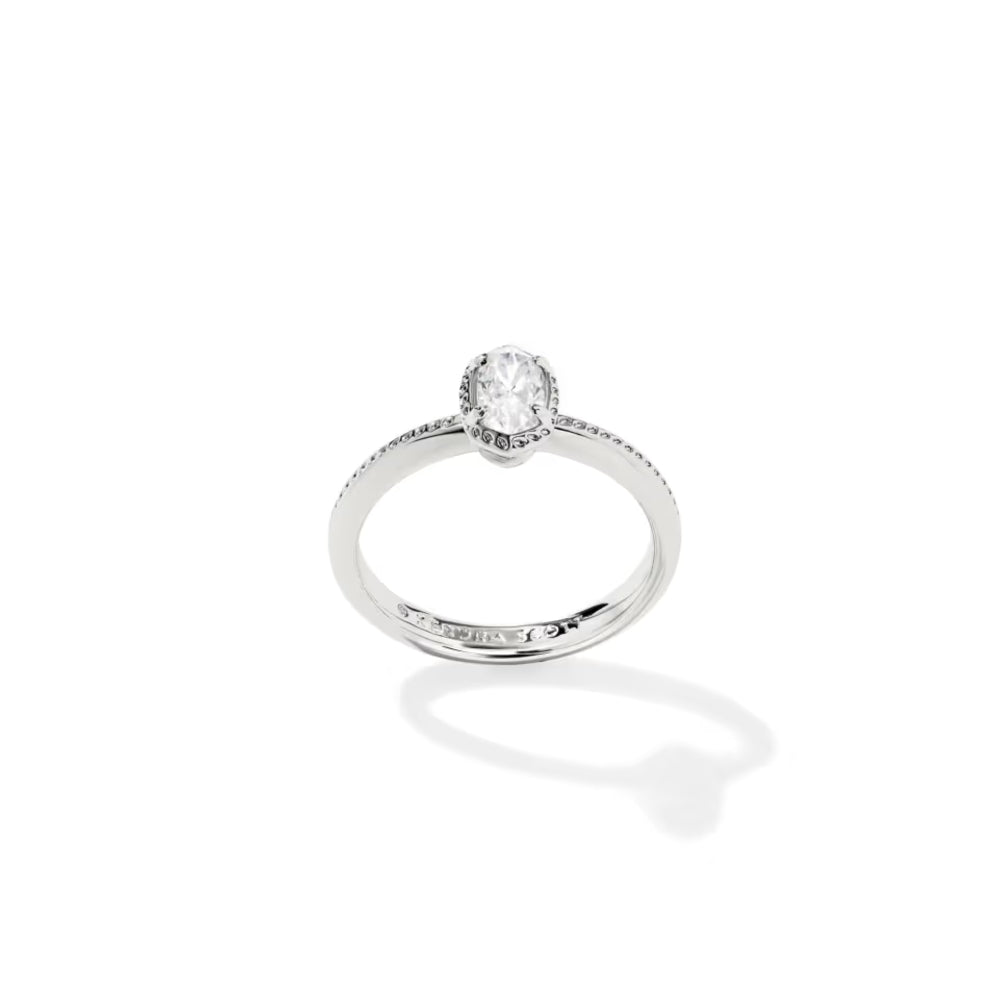 Kendra Scott Mini Elyse Luxe Band Silver Ring - White Cubic Zirconia