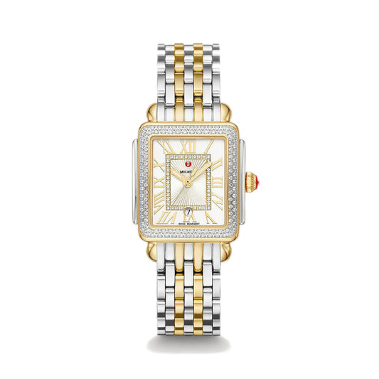 Michele Deco Madison Mid Two-Tone 18k Gold-Plated Diamond Watch