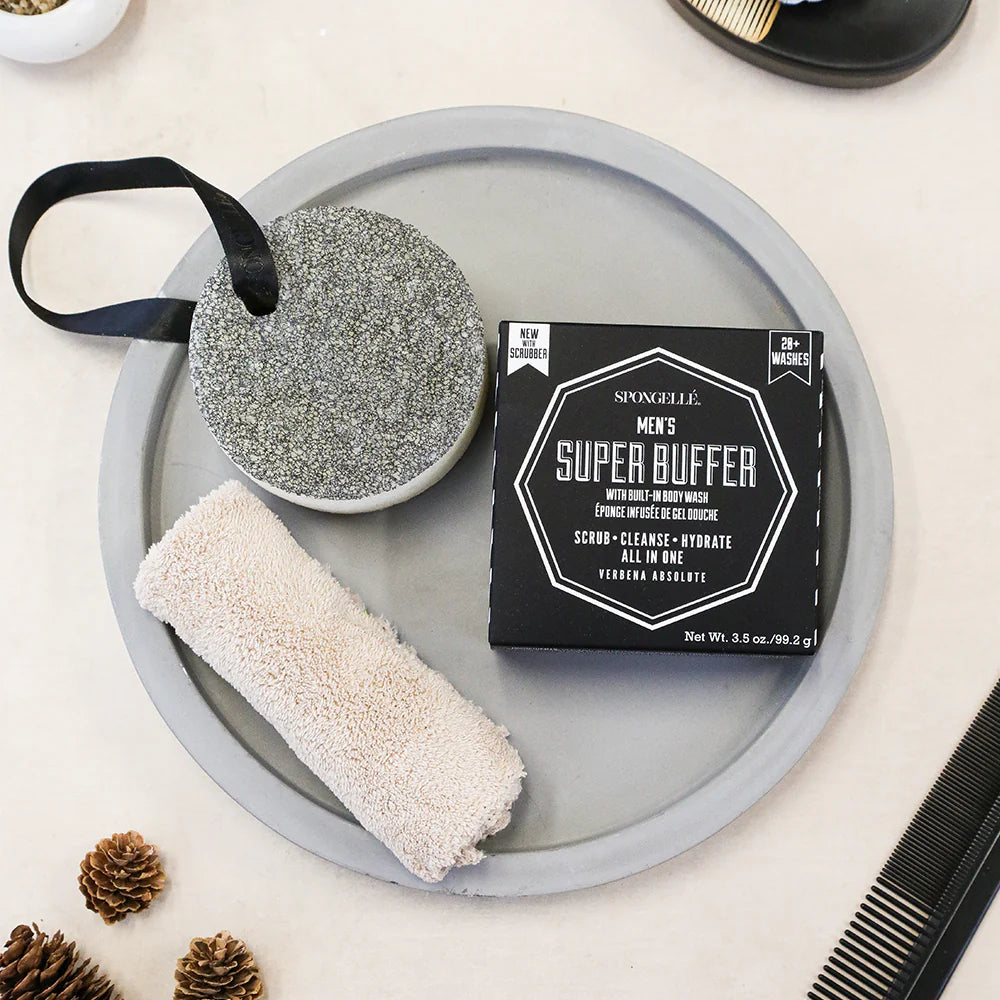 Spongelle 20+ Men's Super Buffer With Black Scrubber-Verbena Absolute 3.5oz