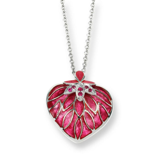 Nicole Barr Red Plique-A-Jour Heart Necklace