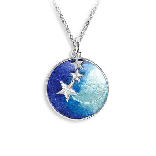 Nicole Barr Blue Round 3 Stars Necklace