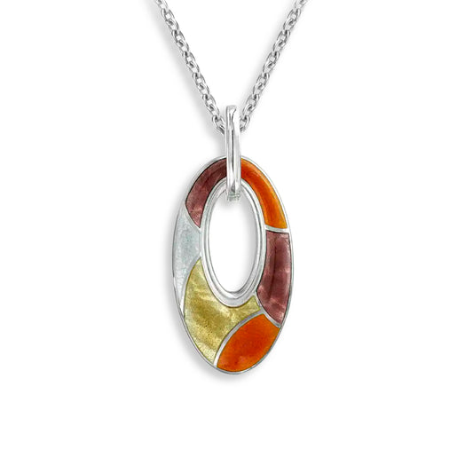 Nicole Barr Orange Cut-Out Oval Necklace