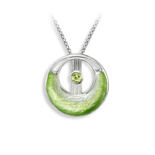 Nicole Barr Green Peridot Cut-Out Circle Necklace