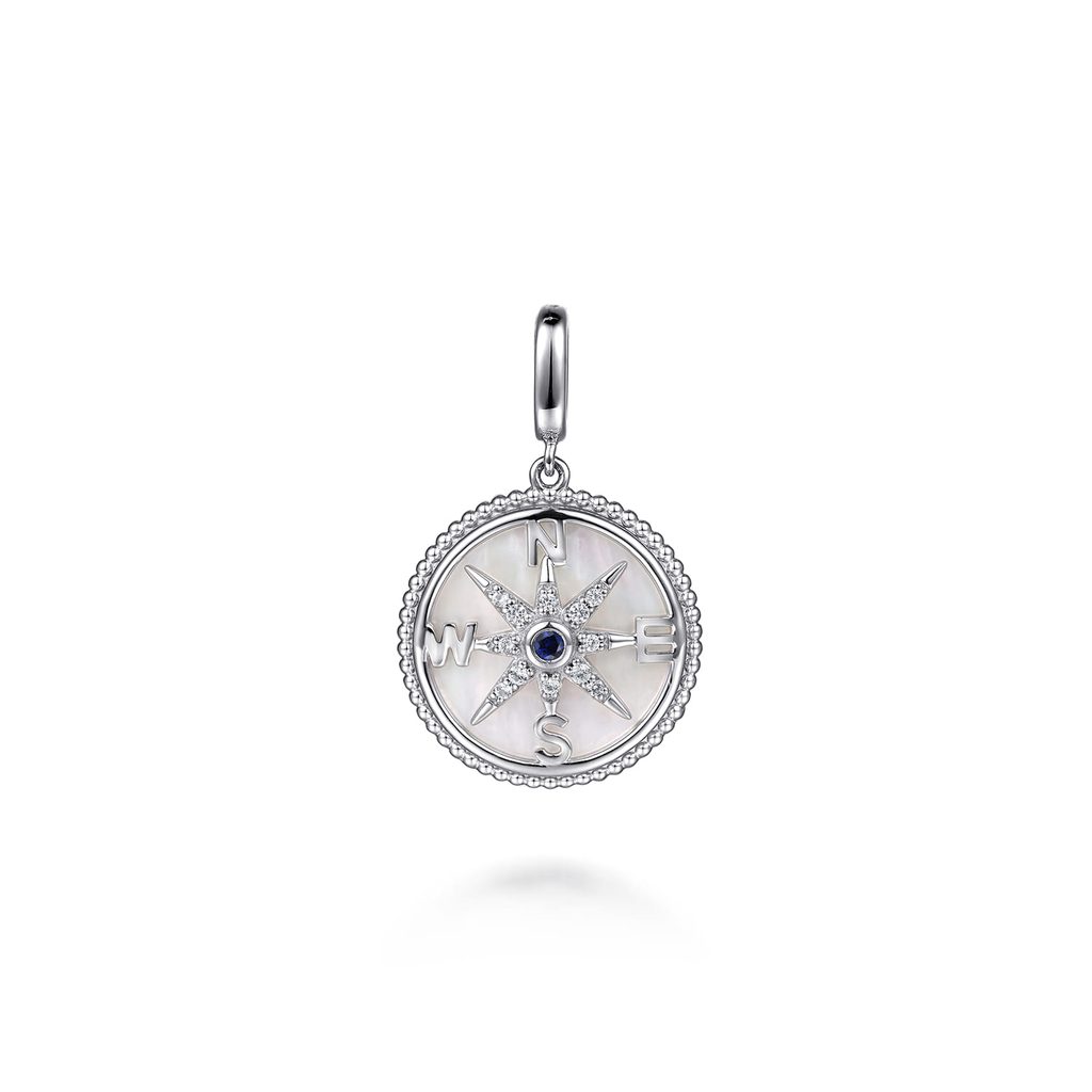 Gabriel & Co. Sterling Silver Bujukan Collection Mother-of-Pearl Compass Medallion Pendant
