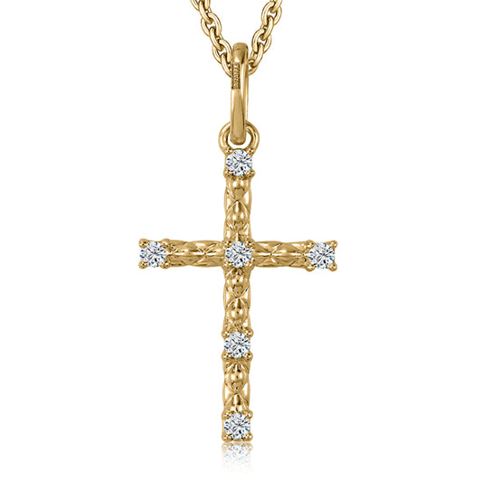 A. Jaffe 14k Gold Small Cross Pendant with Diamonds