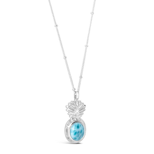 Dune Sterling Silver Pineapple Larimar Necklace with Adjustable Chain