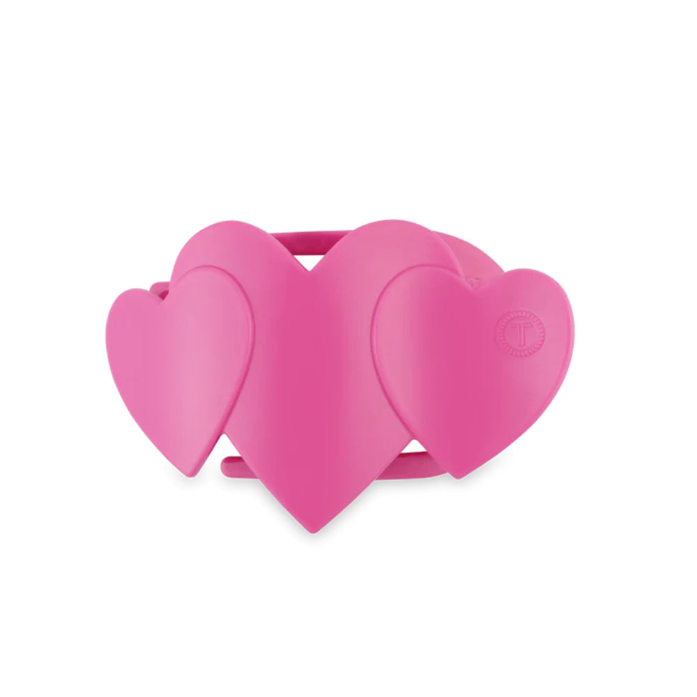 TELETIES Small Pink Heart to Heart Flat Hair Clip