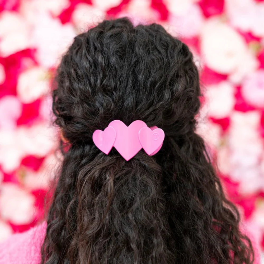 TELETIES Small Pink Heart to Heart Flat Hair Clip