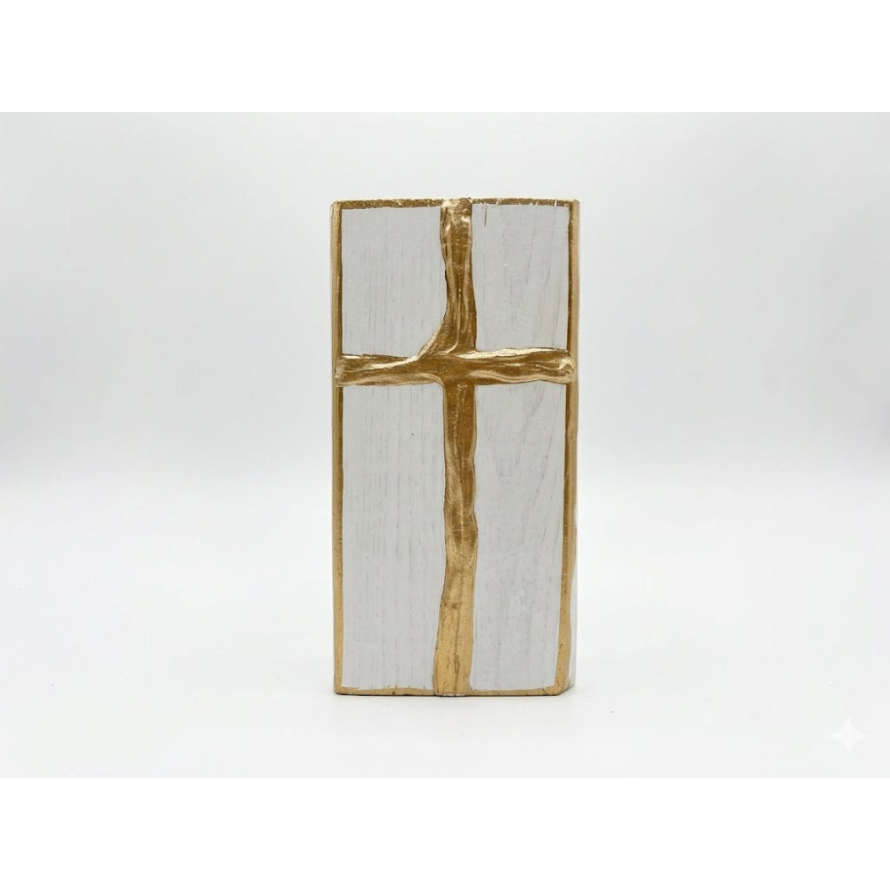 Ten Twenty Six Designs 4" x 7" Hand Painted Gold Cross Art