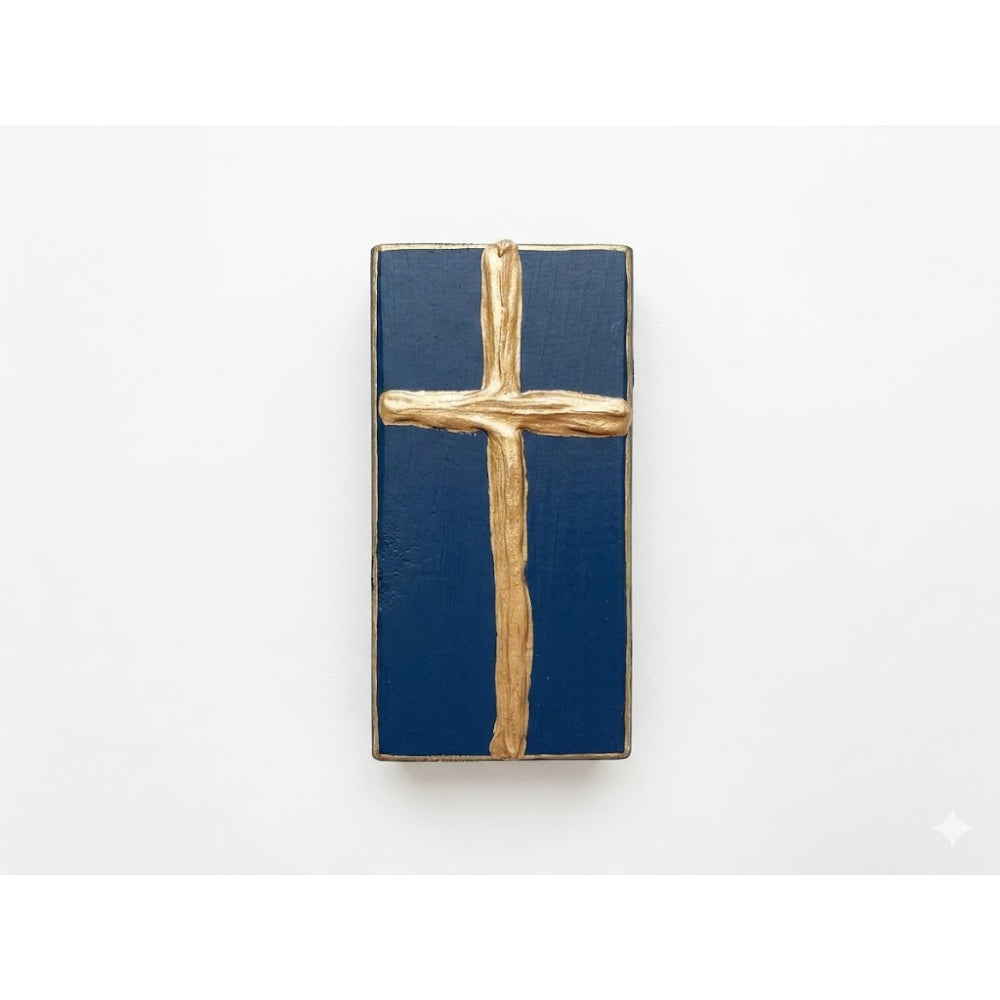 Ten Twenty Six Designs 4" x 7" Hand Painted Gold Cross Art