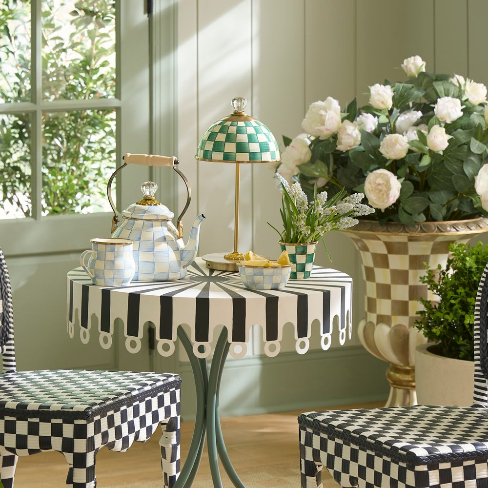 MacKenzie-Childs Emerald Check LED Rechargeable Dome Table Lamp