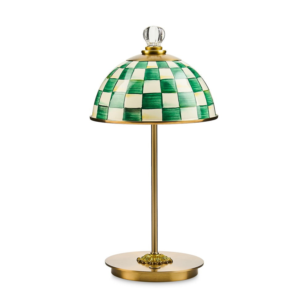 MacKenzie-Childs Emerald Check LED Rechargeable Dome Table Lamp