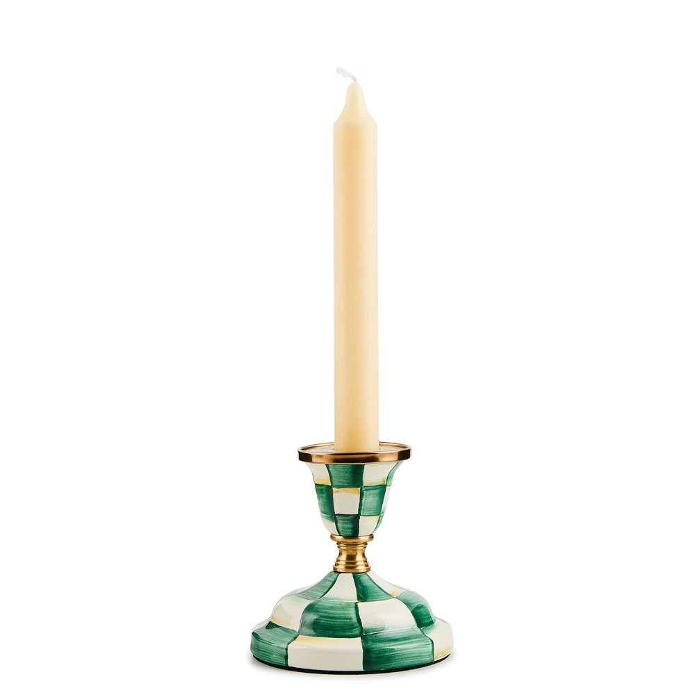 MacKenzie-Childs Emerald Check Short Candlestick
