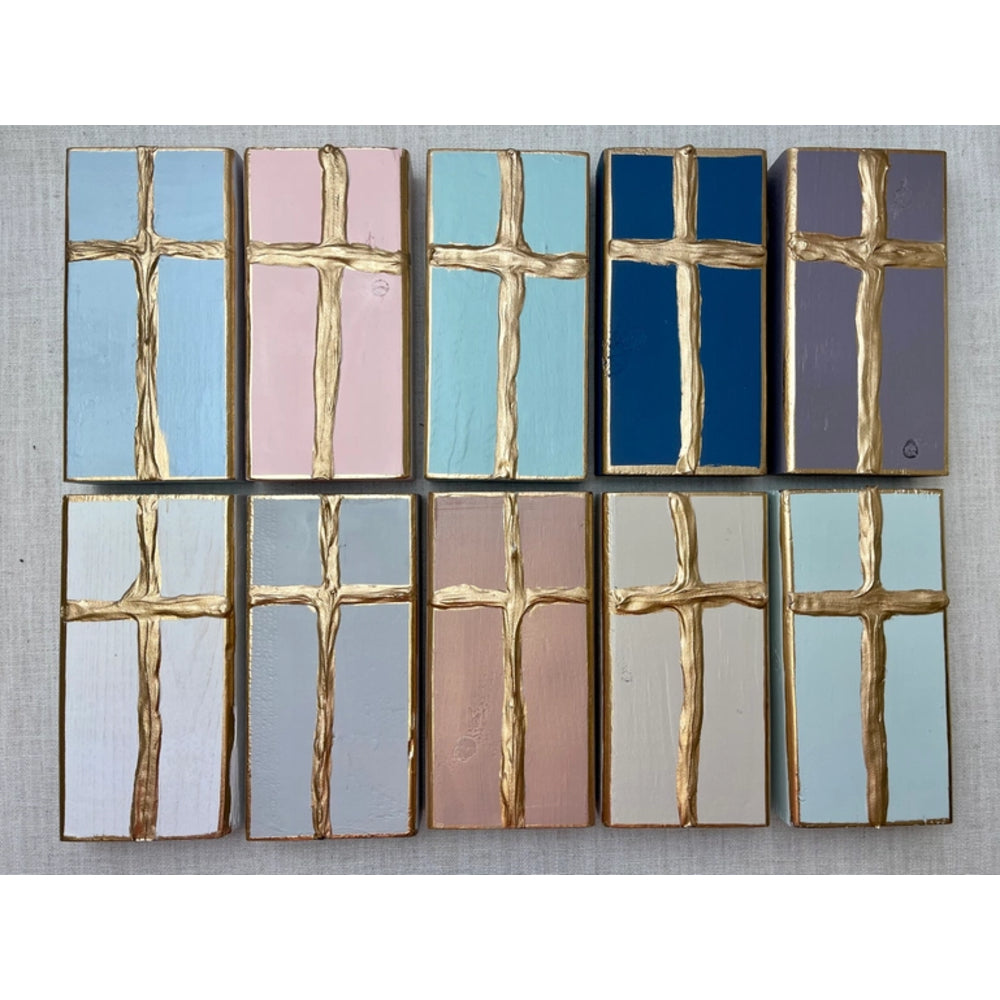 Ten Twenty Six Designs 4" x 7" Hand Painted Gold Cross Art