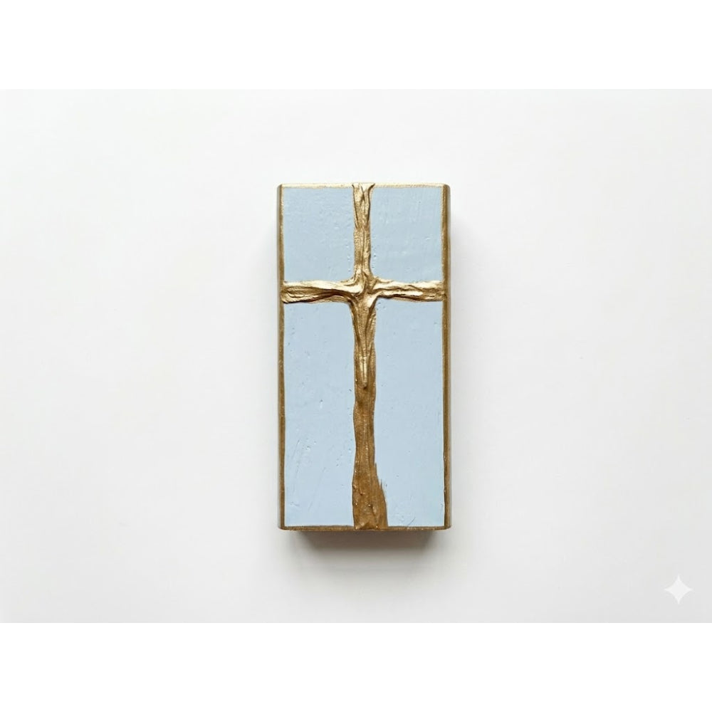 Ten Twenty Six Designs 4" x 7" Hand Painted Gold Cross Art